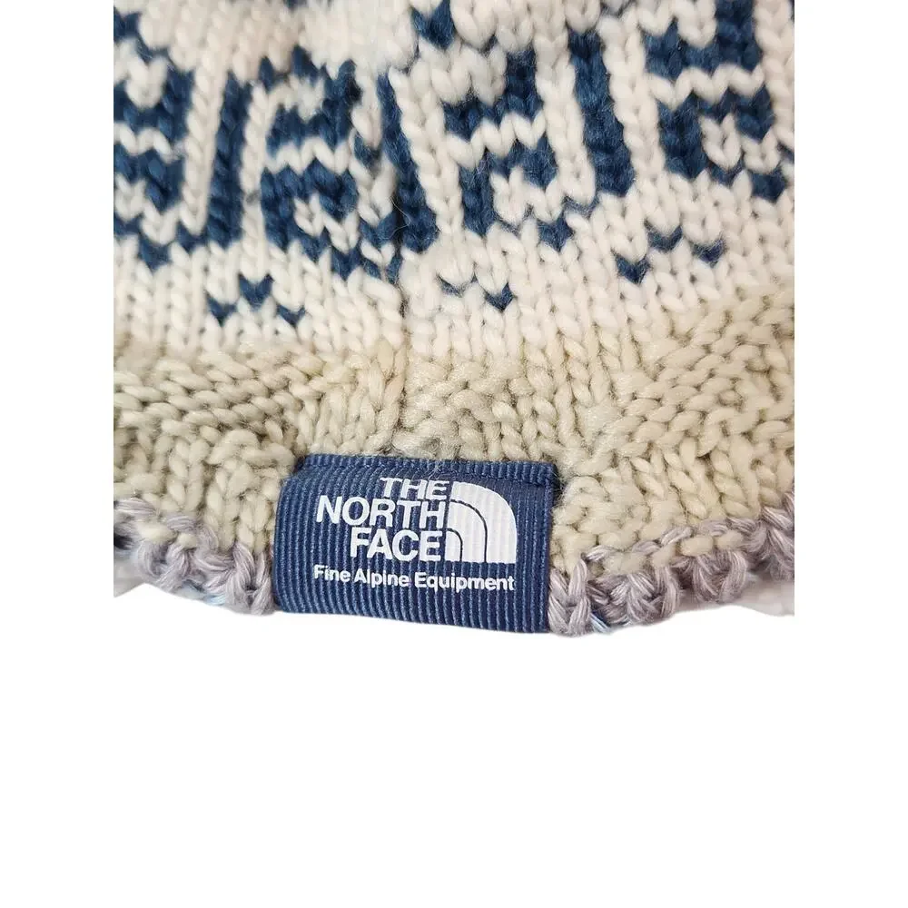 The North Face baby fair isle earflap beanie 6-24 month knit puff ball lined